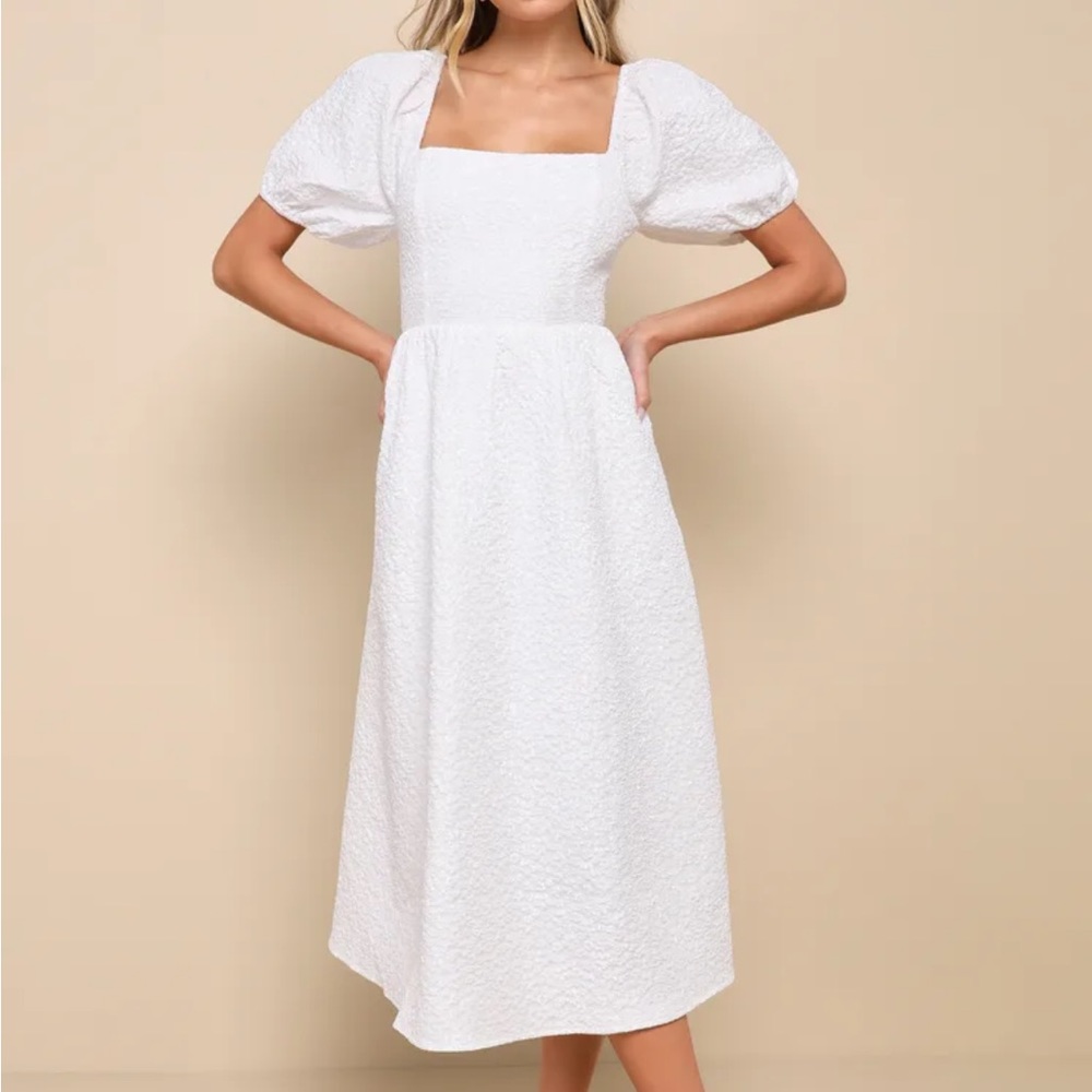 Lulus white midi dress size medium